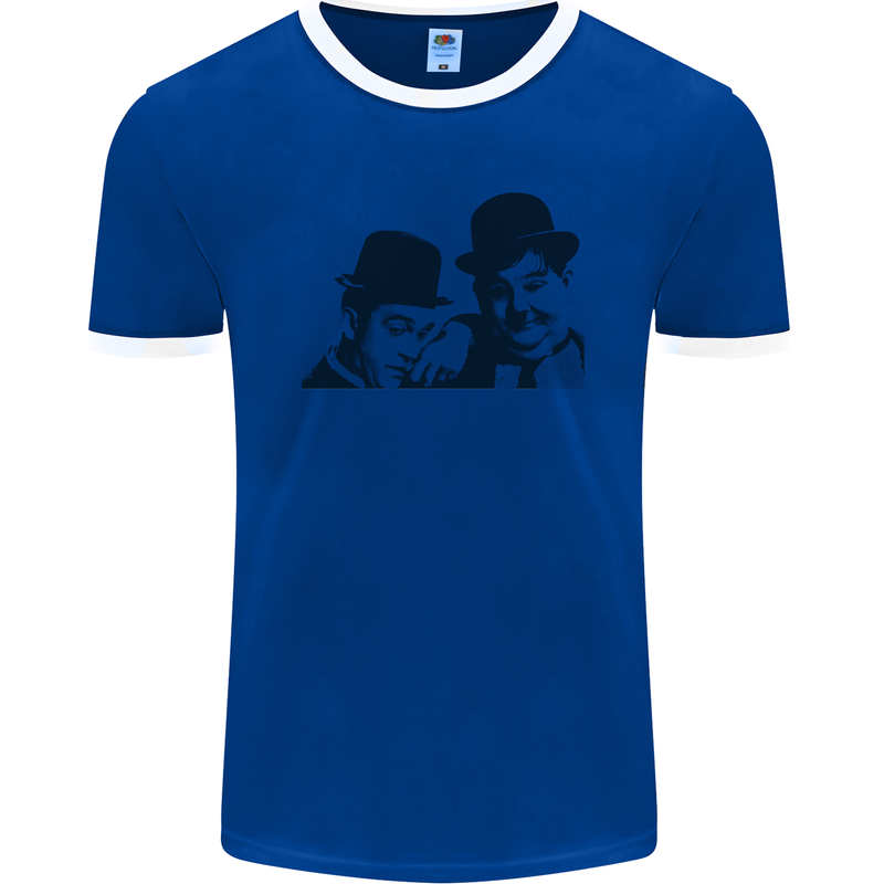 Laurel & Hardy AKA Dick and Doof Mens Ringer T-Shirt FotL Royal Blue/White