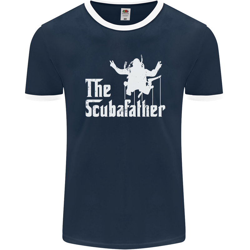 The Scuba Father Day Funny Diving Diver Mens Ringer T-Shirt FotL Navy Blue/White