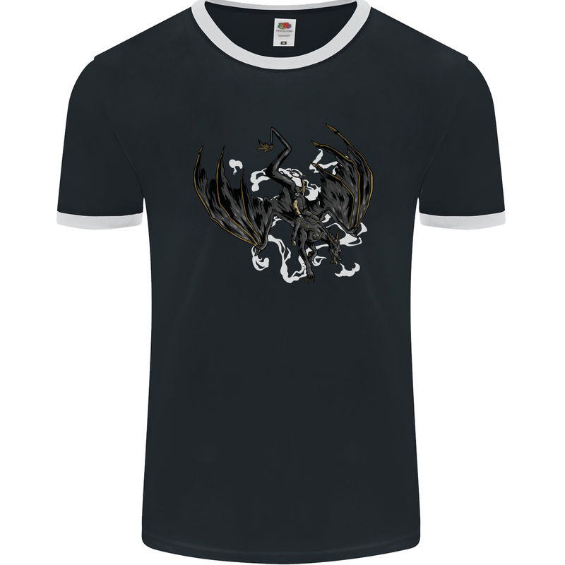 Moodolf Funny Rudolf Christmas Cow Mens Ringer T-Shirt FotL Black/White