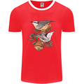 Nuthatch Garden Bird Watching Mens Ringer T-Shirt FotL Red/White