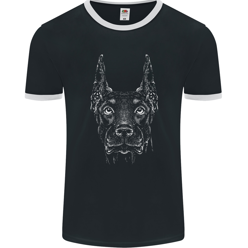 A Doberman Dog Mens Ringer T-Shirt FotL Black/White