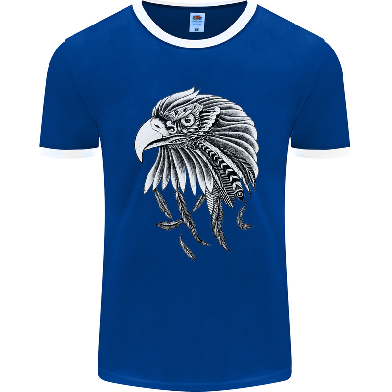 Eagle Bird of Prey Ornithology Mens Ringer T-Shirt FotL Royal Blue/White
