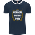 Antisocial I Prefer to Go Hunting Hunter Mens Ringer T-Shirt FotL Navy Blue/White