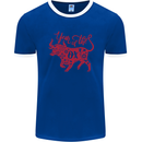 Chinese Zodiac Shengxiao Year of the Ox Mens Ringer T-Shirt FotL Royal Blue/White