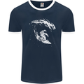 Surfing Spaceman Astornaut Surfer Surf Mens Ringer T-Shirt FotL Navy Blue/White