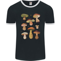 Mushroom Faces Foraging Mycology Mens Ringer T-Shirt FotL Black/White