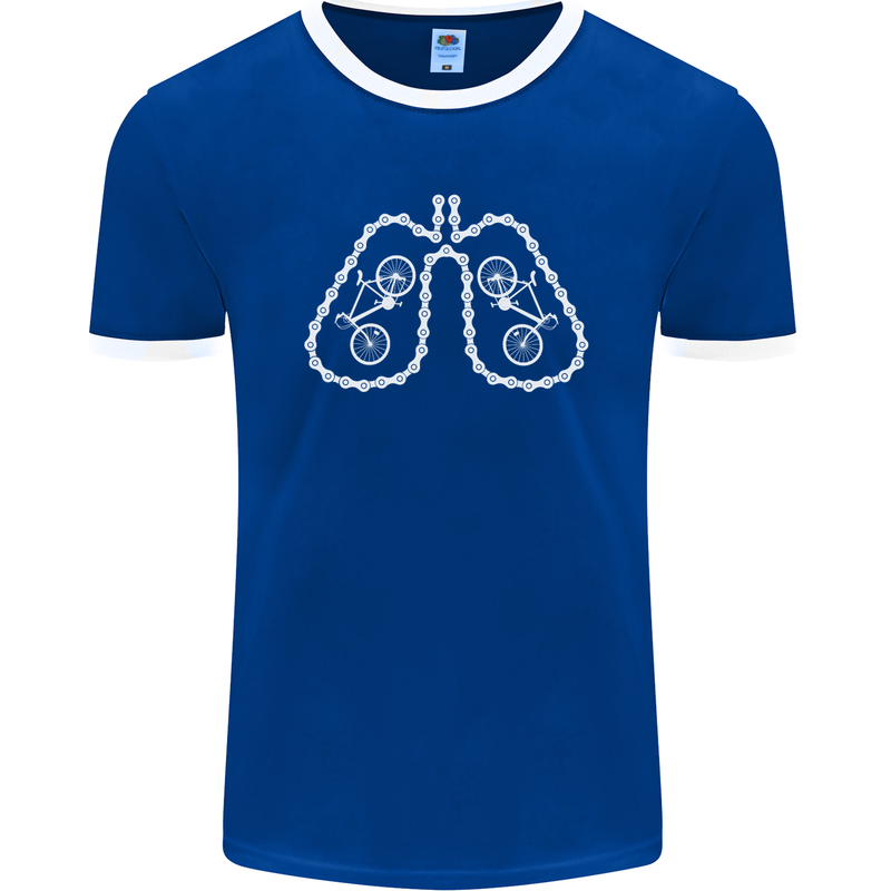 Bicycle Lungs Cyclist Funny Cycling Bike Mens Ringer T-Shirt FotL Royal Blue/White