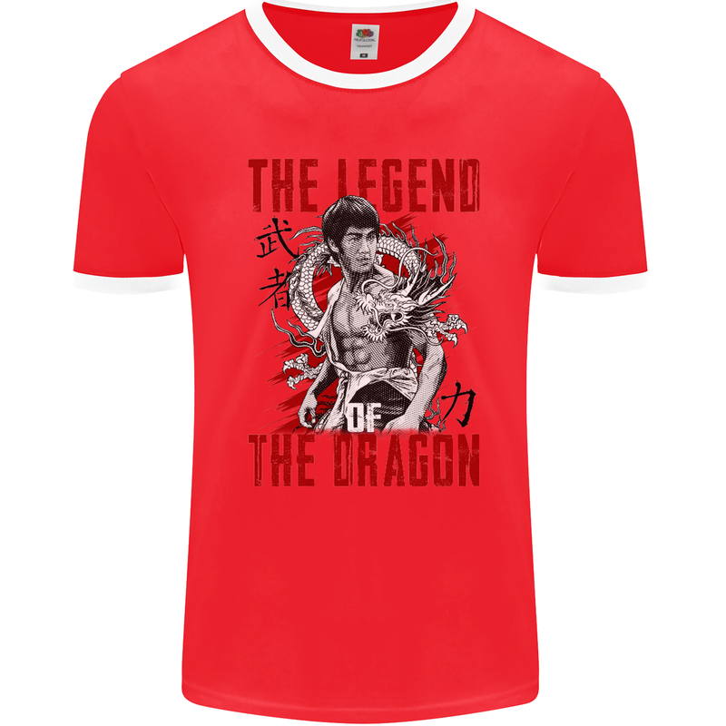 Legend of the Dragon MMA Martial Arts Movie Mens Ringer T-Shirt FotL Red/White