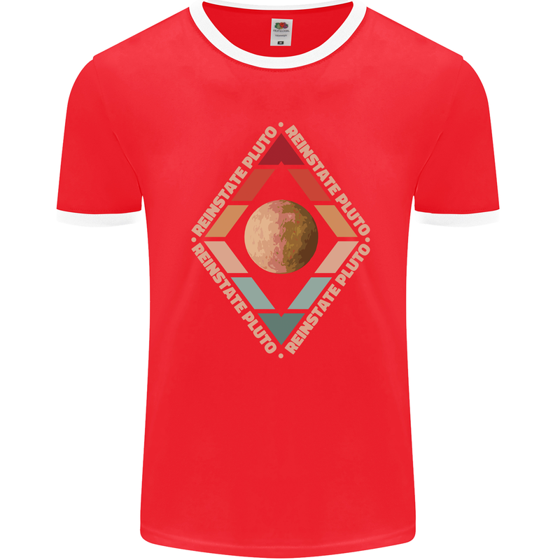 Reinstate Pluto Funny Astronomy Mens Ringer T-Shirt FotL Red/White