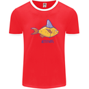 Goldfish Atitude Great White Shark Wannabe Mens Ringer T-Shirt FotL Red/White