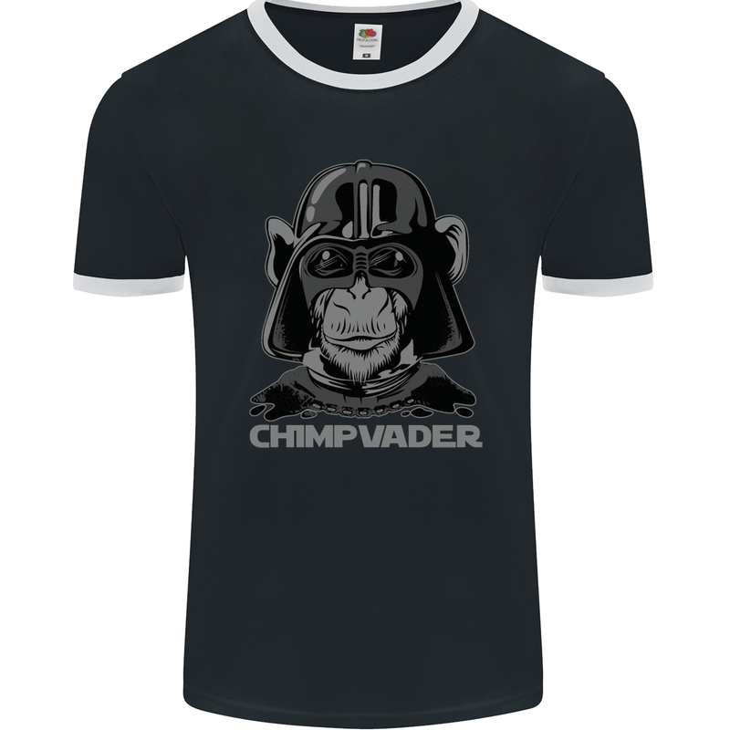 Chimpvader Monkey Ape Chimpanzee Chimp Mens Ringer T-Shirt FotL Black/White