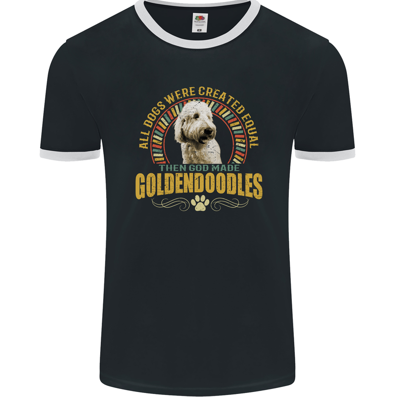 A Goldendoodle Dog Mens Ringer T-Shirt FotL Black/White