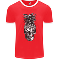 Pineapple Skull Surf Surfing Surfer Holiday Mens Ringer T-Shirt FotL Red/White