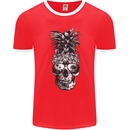 Pineapple Skull Surf Surfing Surfer Holiday Mens Ringer T-Shirt FotL Red/White