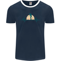 Golf Heartbeat Pulse Mens Ringer T-Shirt FotL Navy Blue/White