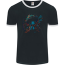 Frog Smoking Magic Mushrooms Bong Weed Mens Ringer T-Shirt FotL Black/White