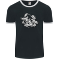 Vikings Valknut Symbol With Ravens Mens Ringer T-Shirt FotL Black/White