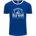 An Old Man With a Boat Sailor Sailing Funny Mens Ringer T-Shirt FotL Royal Blue/White