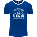 An Old Man With a Boat Sailor Sailing Funny Mens Ringer T-Shirt FotL Royal Blue/White