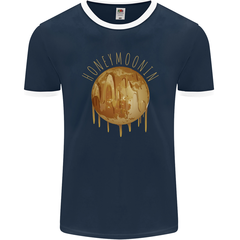 Honeymoon Honey Moon Honeymoonin Mens Ringer T-Shirt FotL Navy Blue/White