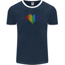 LGBT Gay Pulse Heart Gay Pride Awareness Mens Ringer T-Shirt FotL Navy Blue/White
