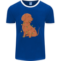 A Funny Christmas Tree Dachshund Mens Ringer T-Shirt FotL Royal Blue/White