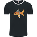 Shark Wannabe Funny Goldfish Sea Fishing Mens Ringer T-Shirt FotL Black/White