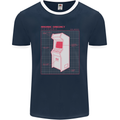 Retro Arcade Game Cabinet Gaming Gamer Mens Ringer T-Shirt FotL Navy Blue/White