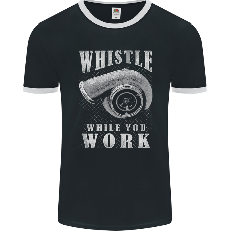 Whistle While You Work Turbo Cars Mens Ringer T-Shirt FotL Black/White