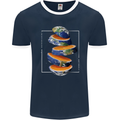 Our Orange Planet Earth One Glass Only Mens Ringer T-Shirt FotL Navy Blue/White