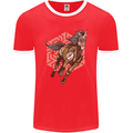 Steampunk Unicorn Mens Ringer T-Shirt FotL Red/White