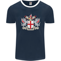 London Coat of Arms St Georges Day England Mens Ringer T-Shirt FotL Navy Blue/White