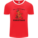 Gingerbread Man Unicorn Christmas Mens Ringer T-Shirt FotL Red/White