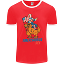 Amerisaurus T-Rex Dabbing Uncle Sam USA Mens Ringer T-Shirt FotL Red/White