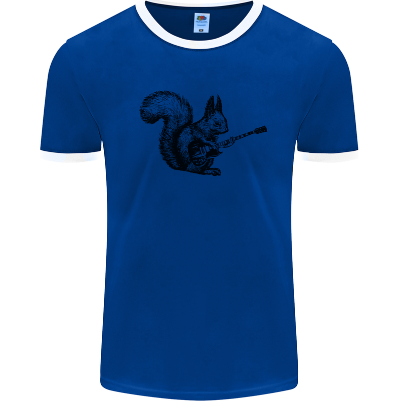 A Squirrel Playing the Guitar Mens Ringer T-Shirt Royal Blue/White