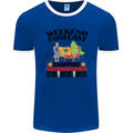 Camping Weekend Forecast Funny Alcohol Beer Mens Ringer T-Shirt FotL Royal Blue/White