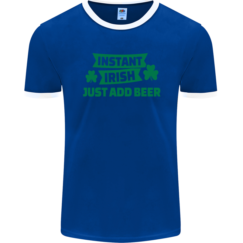 Instant Irish Add Beer St. Patrick's Day Mens Ringer T-Shirt FotL Royal Blue/White