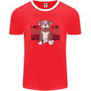 Pitbull I Will Find and Lick You Funny Mens Ringer T-Shirt FotL Red/White