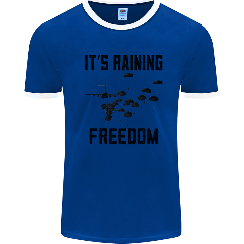 Freedom Parachute Regiment Para 1 2 3 4 10 Mens White Ringer T-Shirt Royal Blue/White