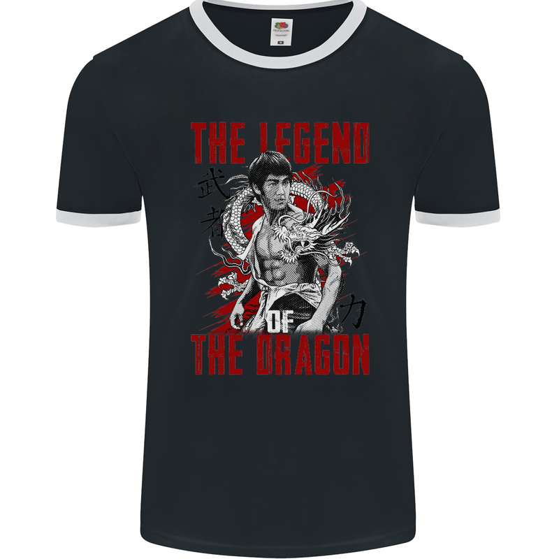 Legend of the Dragon MMA Martial Arts Movie Mens Ringer T-Shirt FotL Black/White