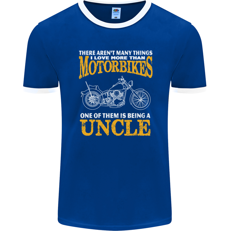 Being An Uncle Biker Motorcycle Motorbike Mens Ringer T-Shirt FotL Royal Blue/White