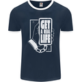 Get a Real Life Antisocial Phone Addict Mens Ringer T-Shirt FotL Navy Blue/White