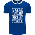 Cycling Eat Sleep Bike Repeat Funny Bicycle Mens Ringer T-Shirt FotL Royal Blue/White