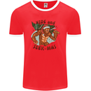 Bigfoot Hide and Seekmas Funny Christmas Mens Ringer T-Shirt FotL Red/White