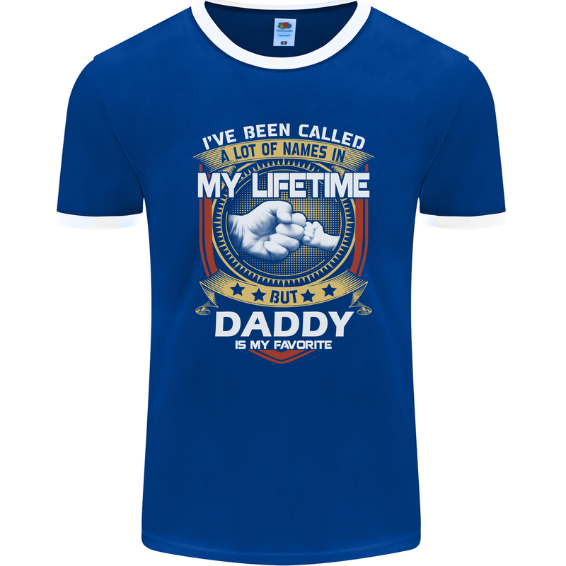 Daddy Is My Favourite Funny Fathers Day Mens Ringer T-Shirt FotL Royal Blue/White