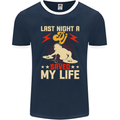 Last Night a DJ Saved My Life DJing Mens Ringer T-Shirt FotL Navy Blue/White