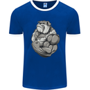 Bulldog Gym Bodybuilding Training Top Mens White Ringer T-Shirt Royal Blue/White