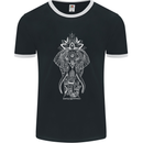 White Mandala Art Elephant Mens Ringer T-Shirt FotL Black/White