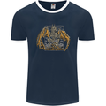 Devil Dragon Skeleton Fantasy Skull Demon Mens Ringer T-Shirt FotL Navy Blue/White