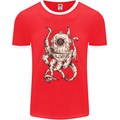 Steampunk Octopus Kraken Cthulhu Mens Ringer T-Shirt FotL Red/White